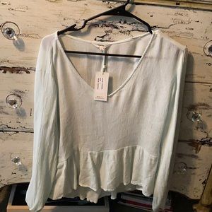 Sheer mint green long sleeve top